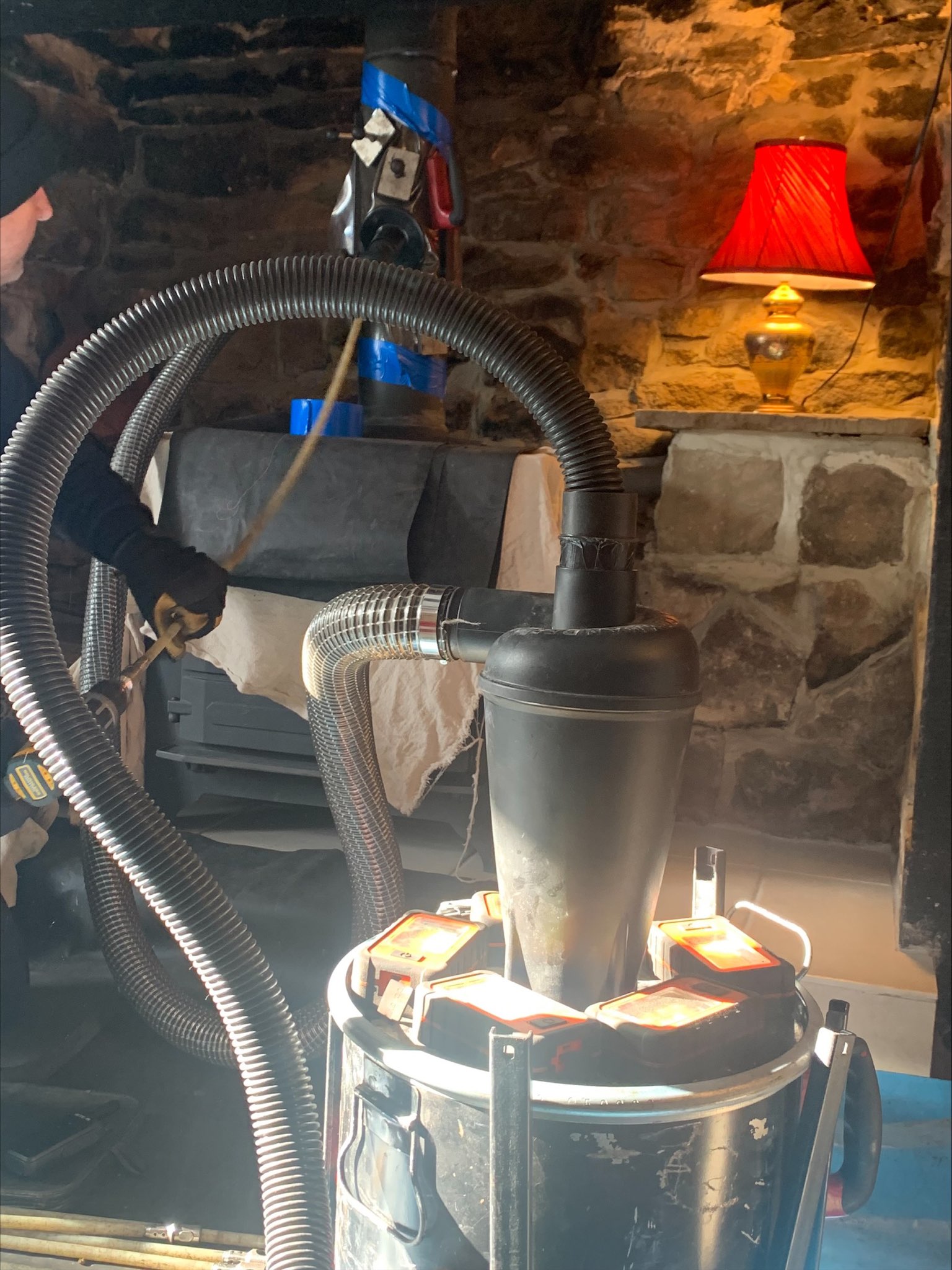 Sweeping through flue in Belsay