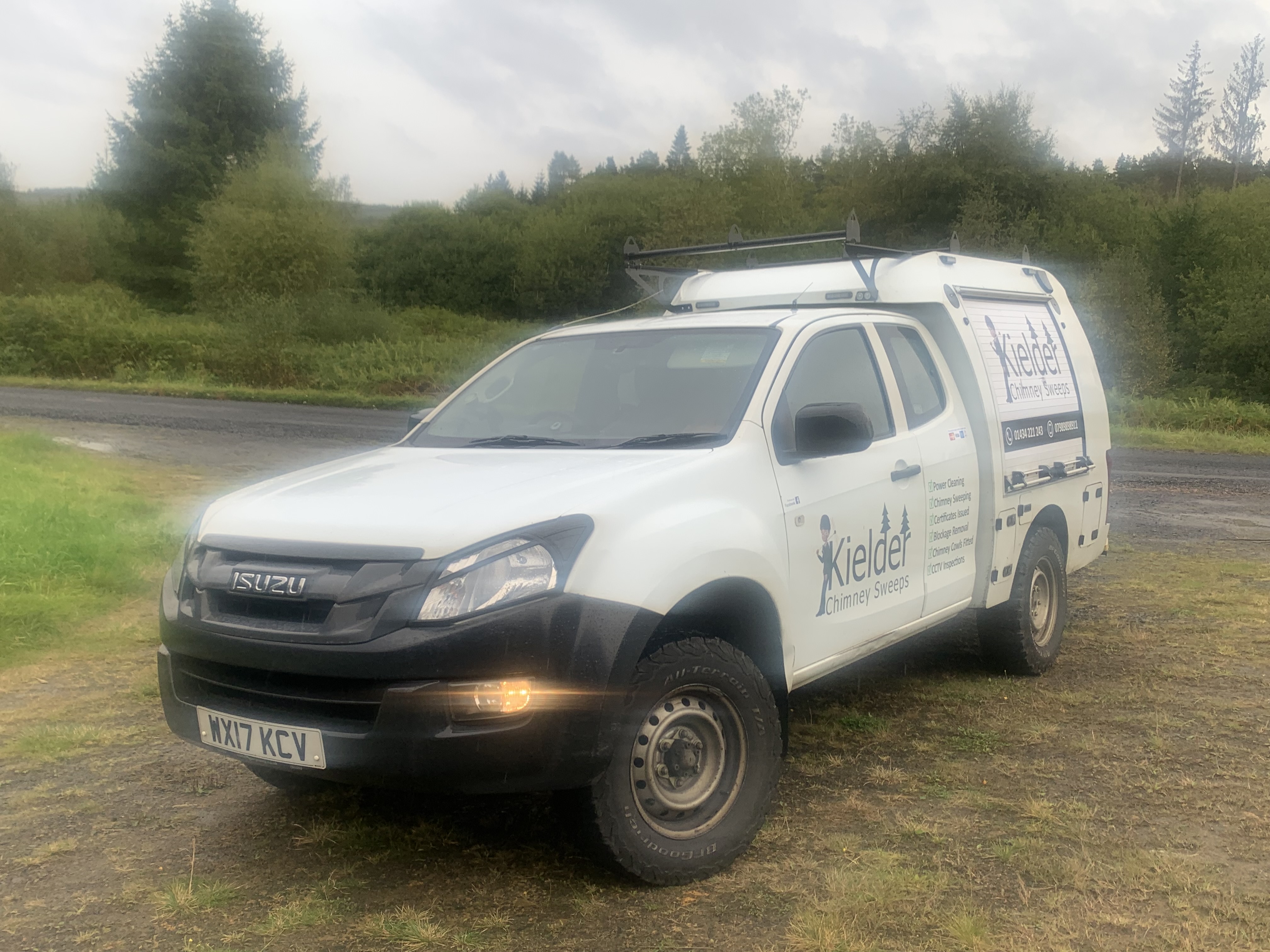 Kielder Chimney Sweeps van in rural Northumberland
